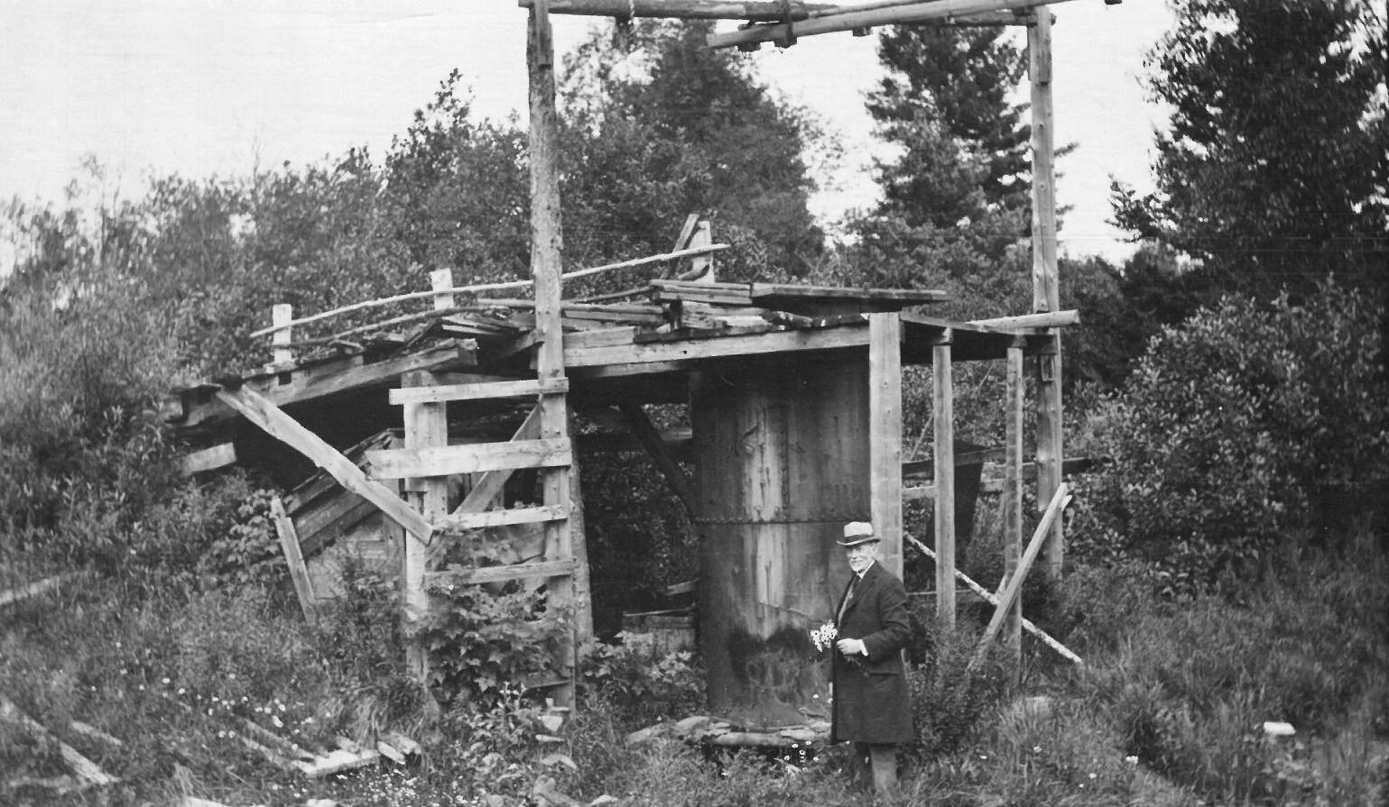 Spruce oil still in Windsor bush owned by B.M. Hollis